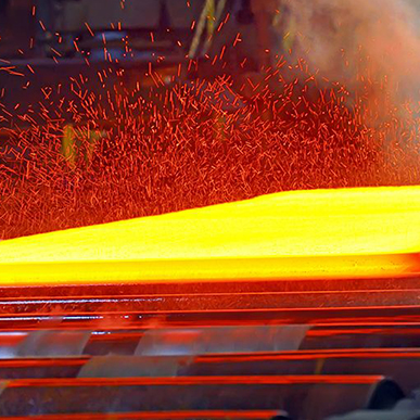 very hot steel on conveyor